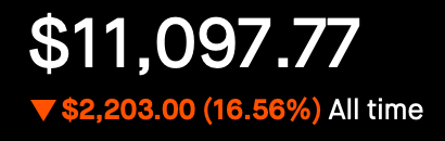 Account Status - All Time - Down 16.56%