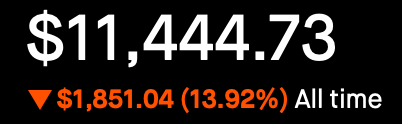 Account Position - All Time - Down 13.92%