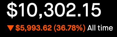 Robinhood - All Time - Down 36.78%