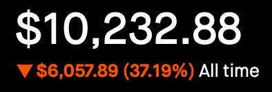 Robinhood - All Time - Down 37.19%